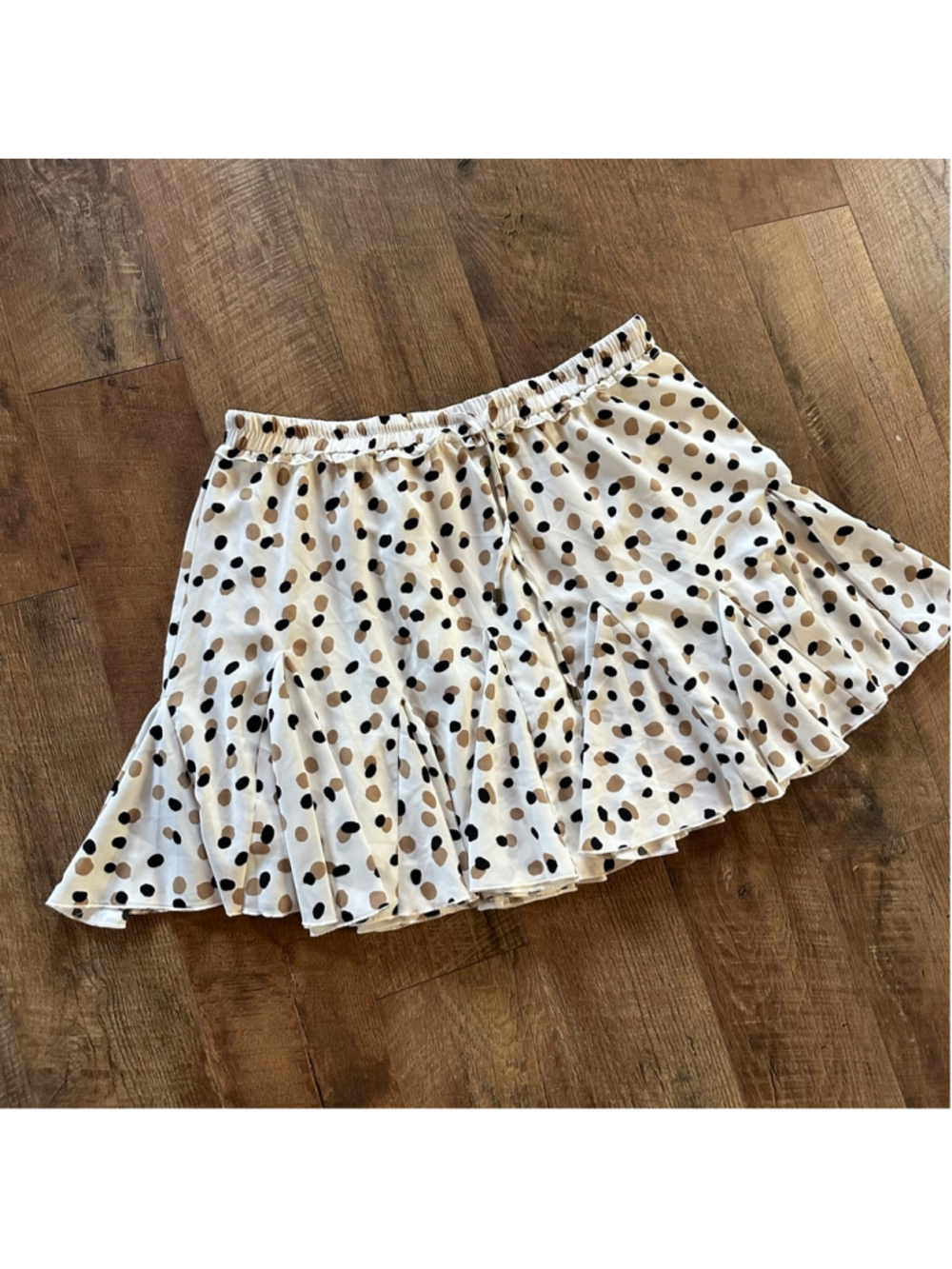 Women's CHICSOUL.COM White Brown Black Polka Dot Mini Skirt 2X